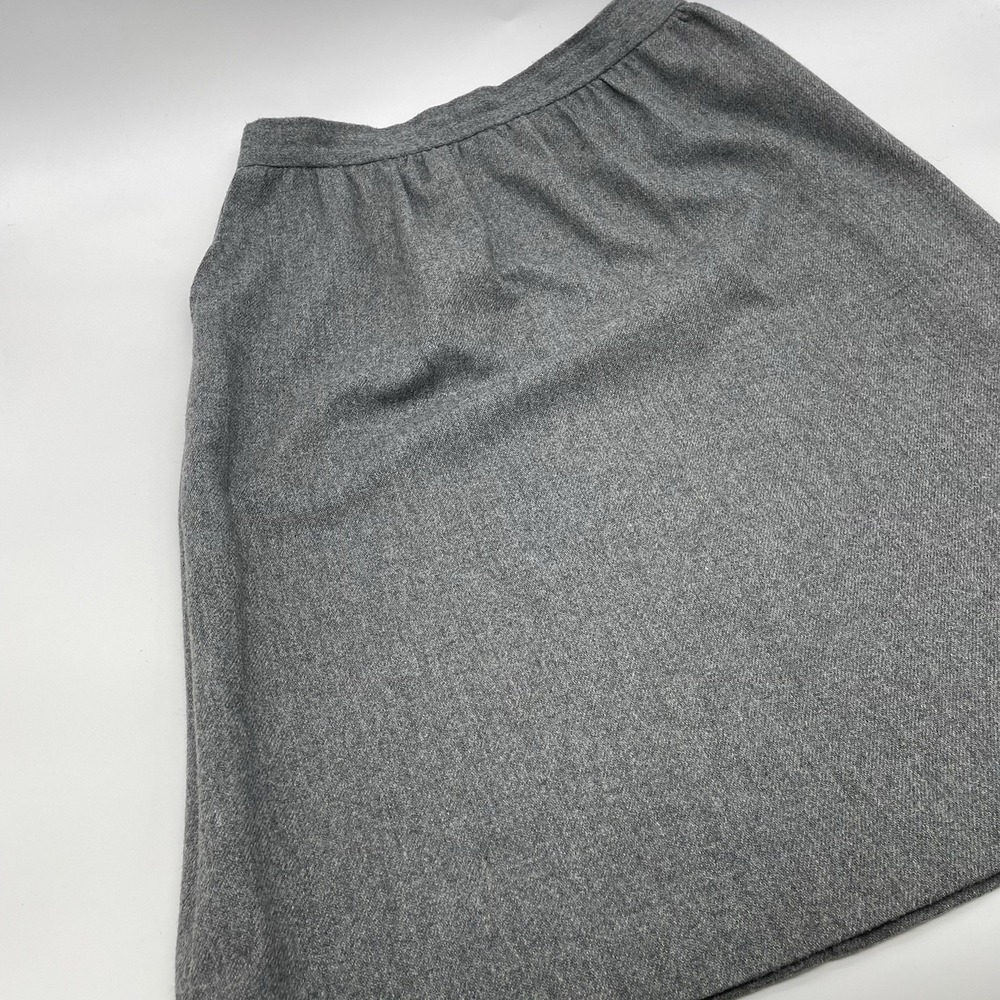 VTG Hunter Sportswear Womens‎ Sz 12 Gray Wool Midi Skirt Satin Lined Pockets USA